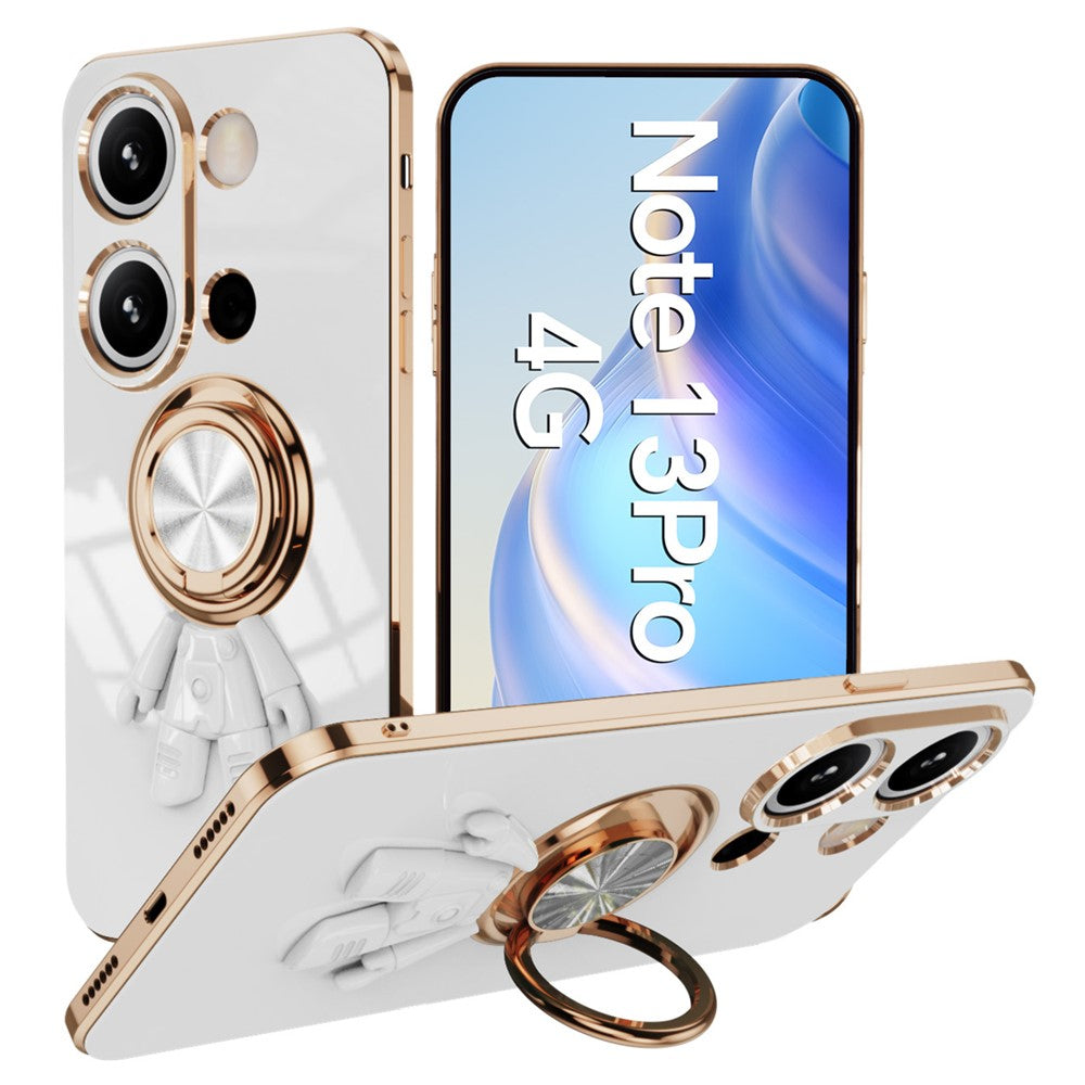 For Xiaomi Redmi Note 13 Pro 4G / Poco M6 Pro 4G Case with Astronaut Ring Kickstand 6D Electroplating TPU Phone Cover