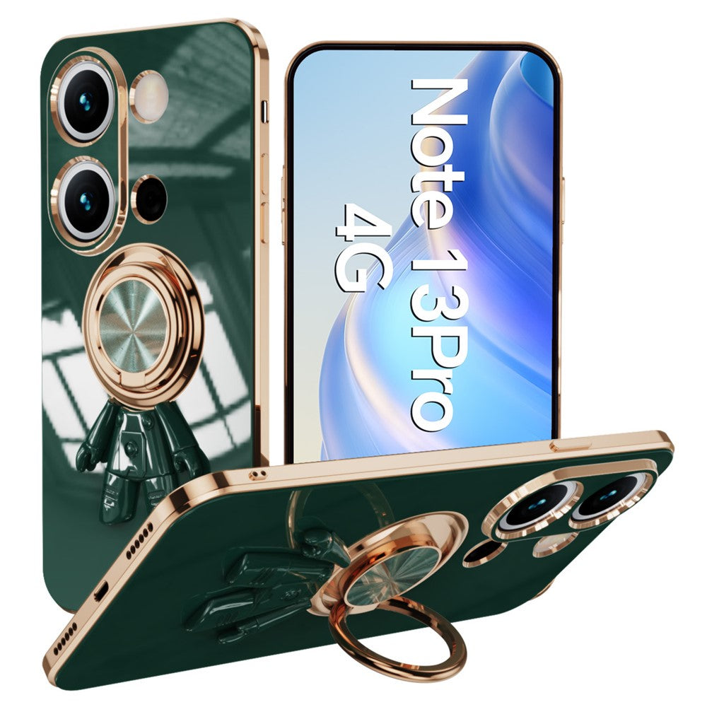 For Xiaomi Redmi Note 13 Pro 4G / Poco M6 Pro 4G Case with Astronaut Ring Kickstand 6D Electroplating TPU Phone Cover
