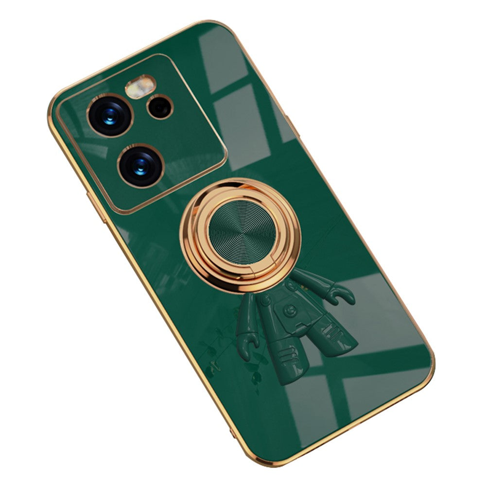 For Xiaomi 13T / 13T Pro Case with Astronaut Ring Kickstand 6D Electroplating TPU Phone Cover