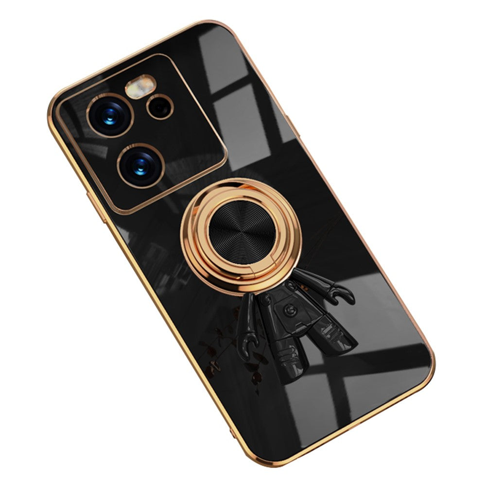 For Xiaomi 13T / 13T Pro Case with Astronaut Ring Kickstand 6D Electroplating TPU Phone Cover
