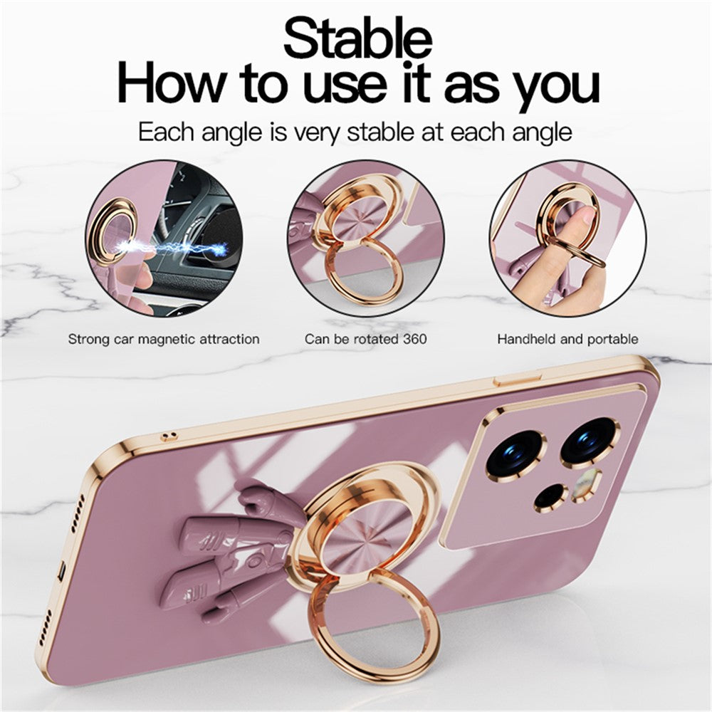 For Xiaomi 13T / 13T Pro Case with Astronaut Ring Kickstand 6D Electroplating TPU Phone Cover