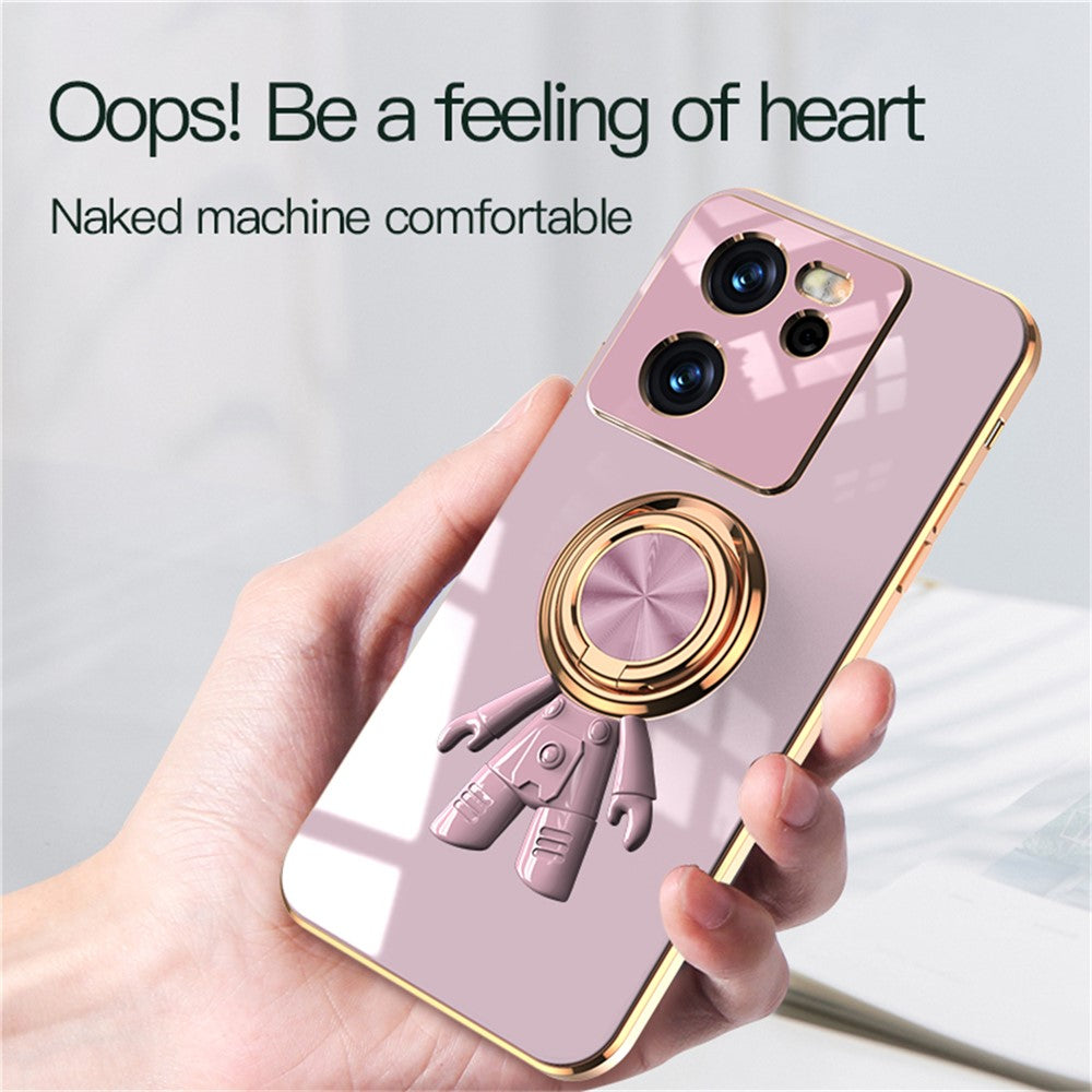 For Xiaomi 13T / 13T Pro Case with Astronaut Ring Kickstand 6D Electroplating TPU Phone Cover