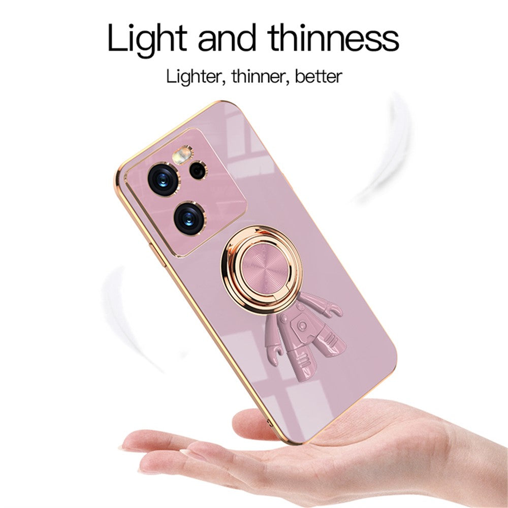 For Xiaomi 13T / 13T Pro Case with Astronaut Ring Kickstand 6D Electroplating TPU Phone Cover