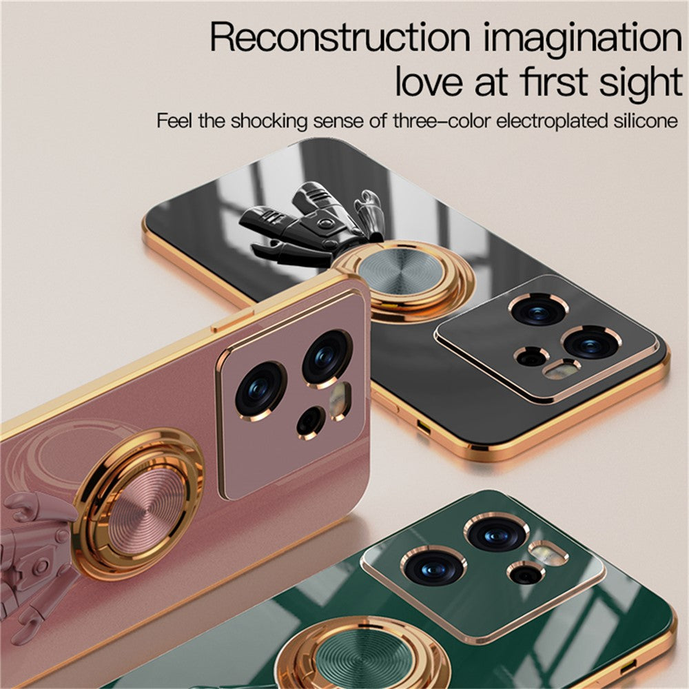 For Xiaomi 13T / 13T Pro Case with Astronaut Ring Kickstand 6D Electroplating TPU Phone Cover