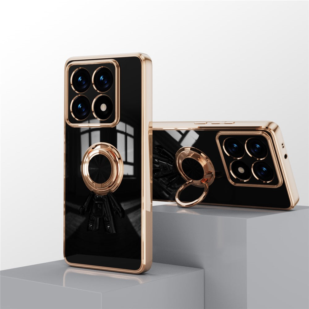 For Xiaomi 14T Case with Astronaut Ring Kickstand 6D Electroplating TPU Phone Cover