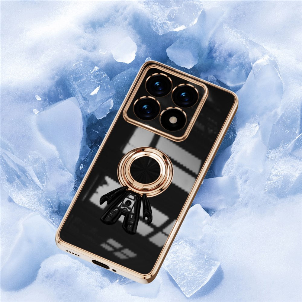 For Xiaomi 14T Case with Astronaut Ring Kickstand 6D Electroplating TPU Phone Cover