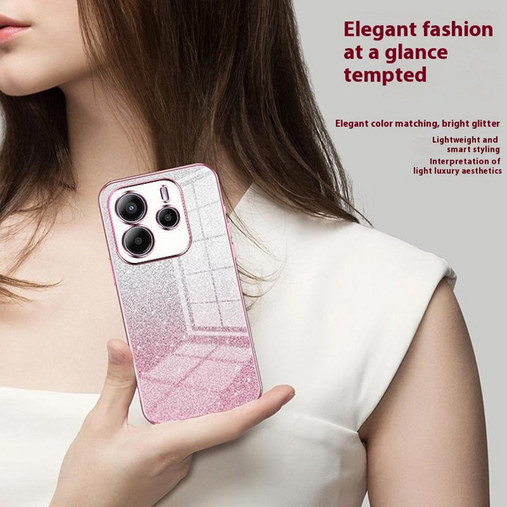 For Xiaomi Redmi Note 14 4G (163.25mm) Case Electroplating Gradient Glitter TPU Phone Cover