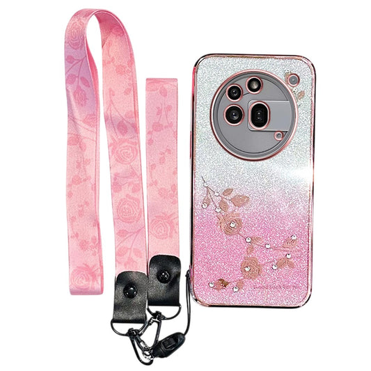 KADEM For Nothing Phone (3a) Pro Case Flower Pattern TPU Gradient Phone Cover with Lanyards