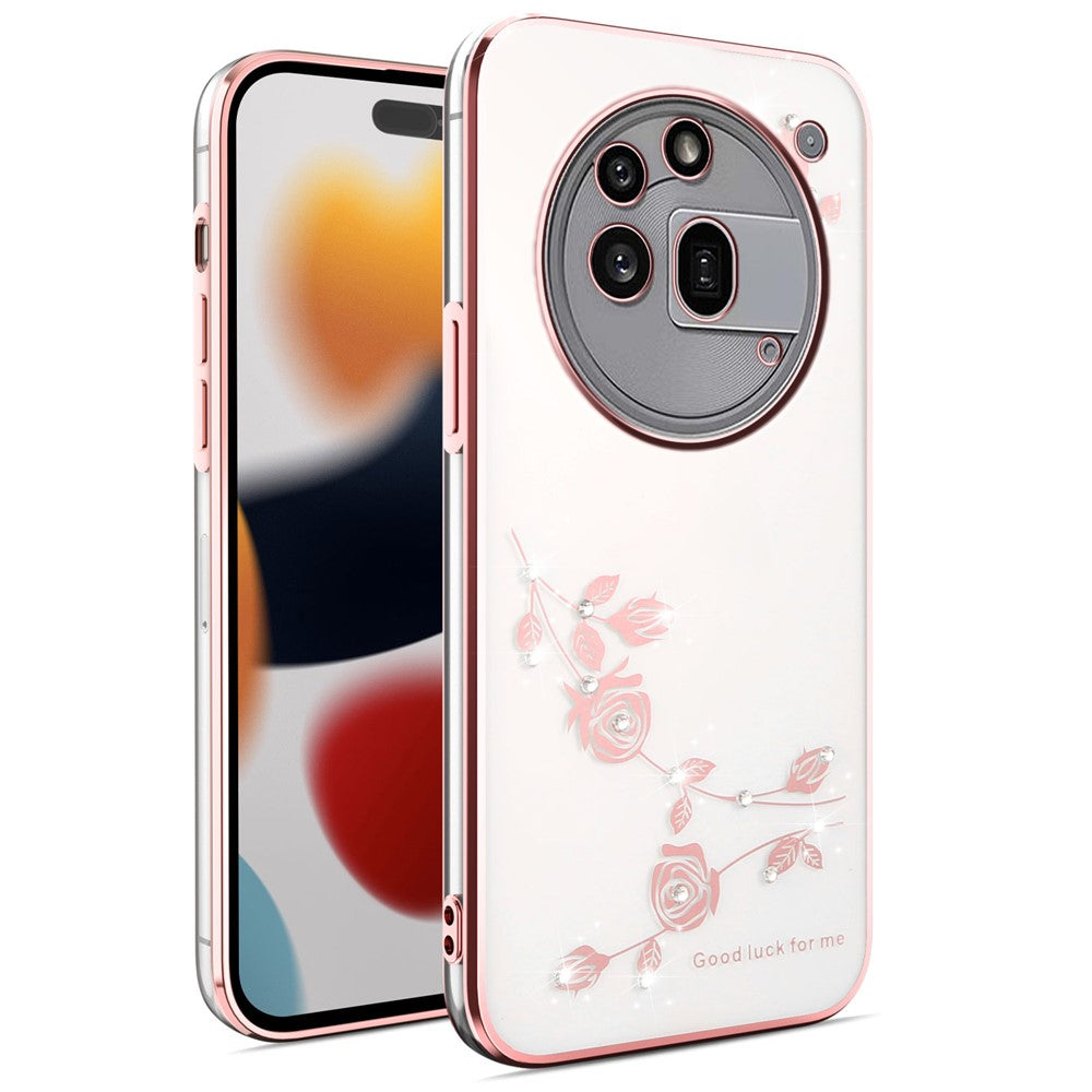 KADEM For Nothing Phone (3a) Pro Case Flower Rhinestone Decor TPU Phone Cover