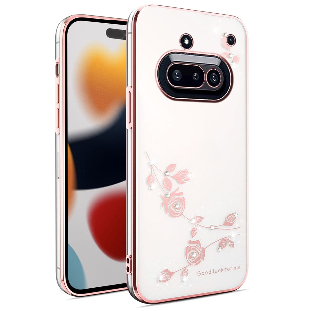 KADEM For Nothing Phone (3a) Case Flower Rhinestone Decor TPU Phone Cover