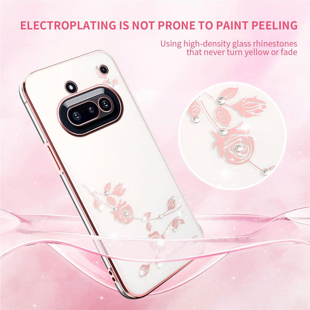 KADEM For Nothing Phone (3a) Case Flower Rhinestone Decor TPU Phone Cover