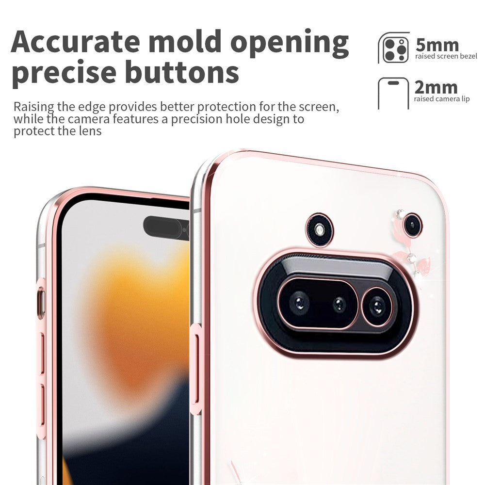 KADEM For Nothing Phone (3a) Case Flower Rhinestone Decor TPU Phone Cover