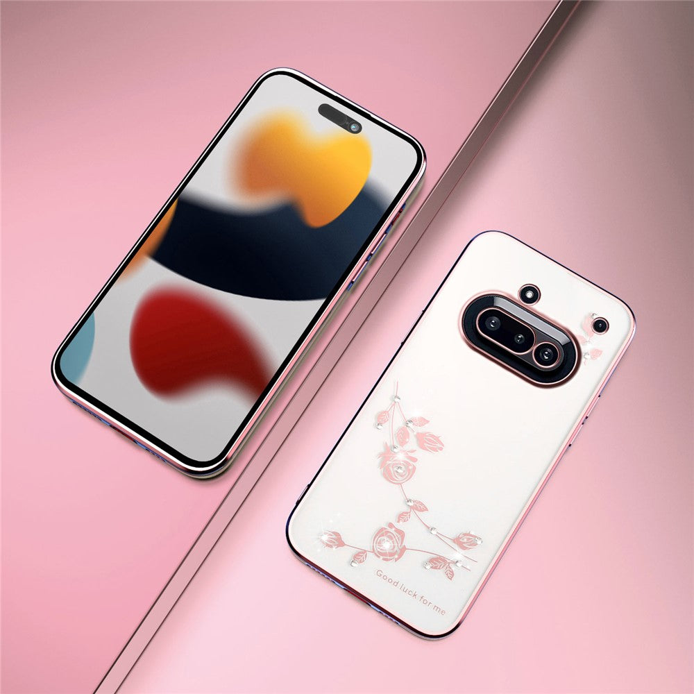 KADEM For Nothing Phone (3a) Case Flower Rhinestone Decor TPU Phone Cover