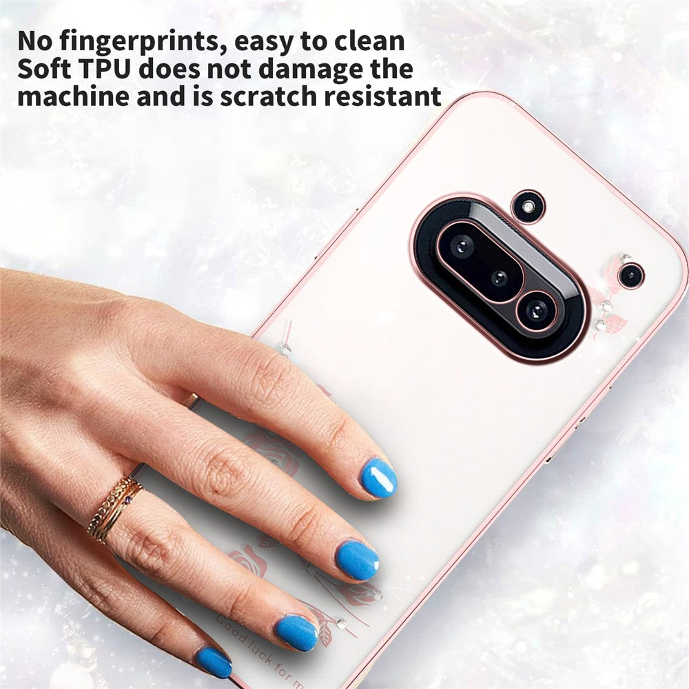 KADEM For Nothing Phone (3a) Case Flower Rhinestone Decor TPU Phone Cover