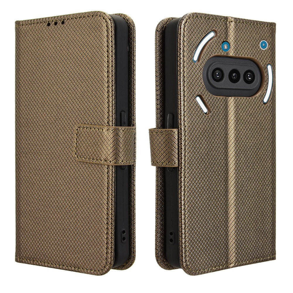 For Nothing Phone (3a) Leather Wallet Case with Strap Diamond Texture Phone Cover