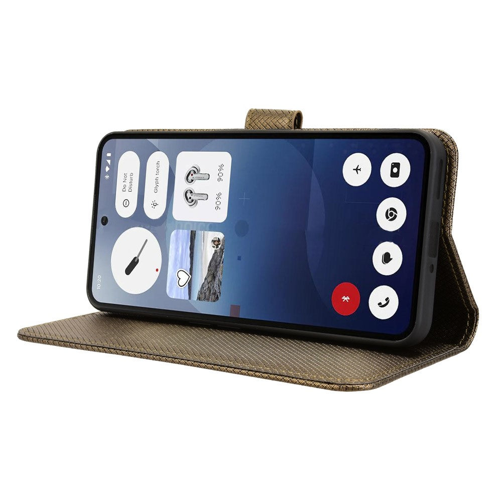 For Nothing Phone (3a) Leather Wallet Case with Strap Diamond Texture Phone Cover
