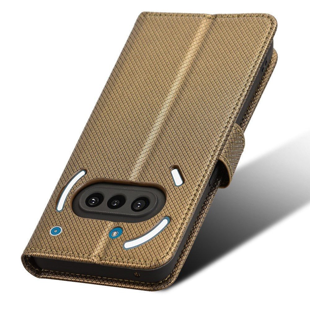 For Nothing Phone (3a) Leather Wallet Case with Strap Diamond Texture Phone Cover