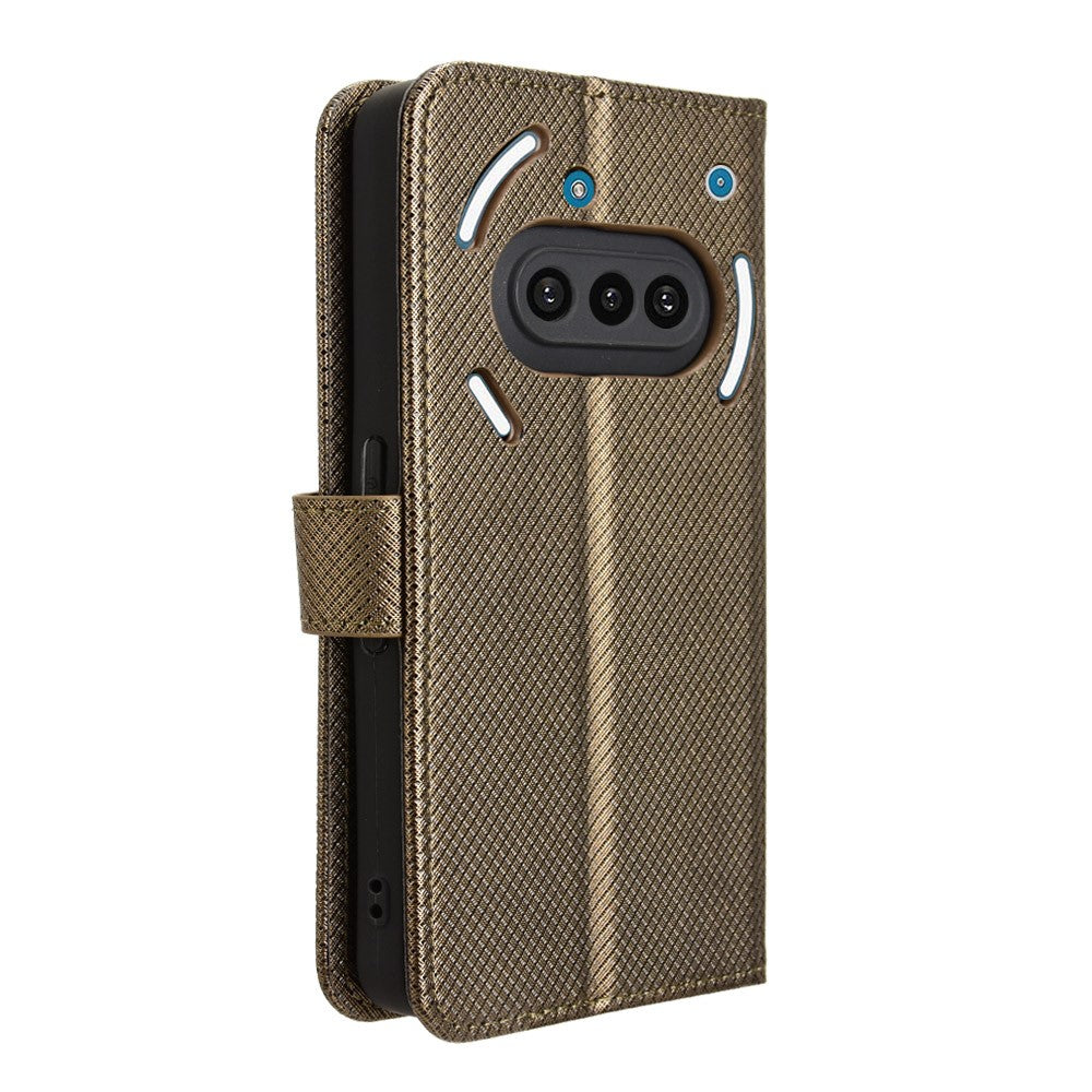 For Nothing Phone (3a) Leather Wallet Case with Strap Diamond Texture Phone Cover