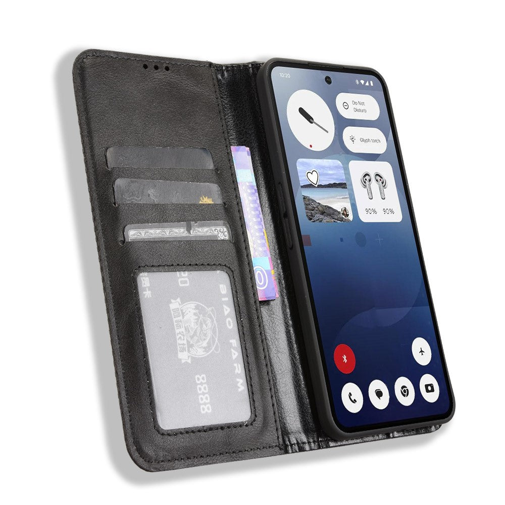 Nothing Phone (3a) Wallet-Handyhülle – Aus strapazierfähigem PU-Leder, mit Standfunktion & integriertem Portemonnaie