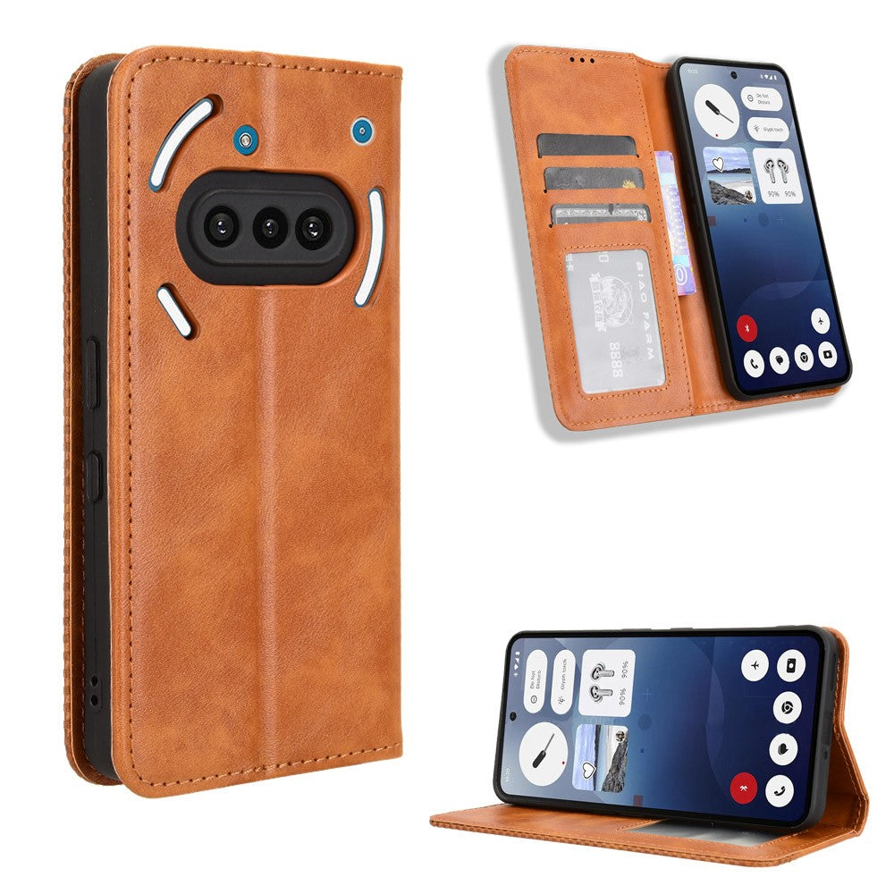Nothing Phone (3a) Wallet-Handyhülle – Aus strapazierfähigem PU-Leder, mit Standfunktion & integriertem Portemonnaie