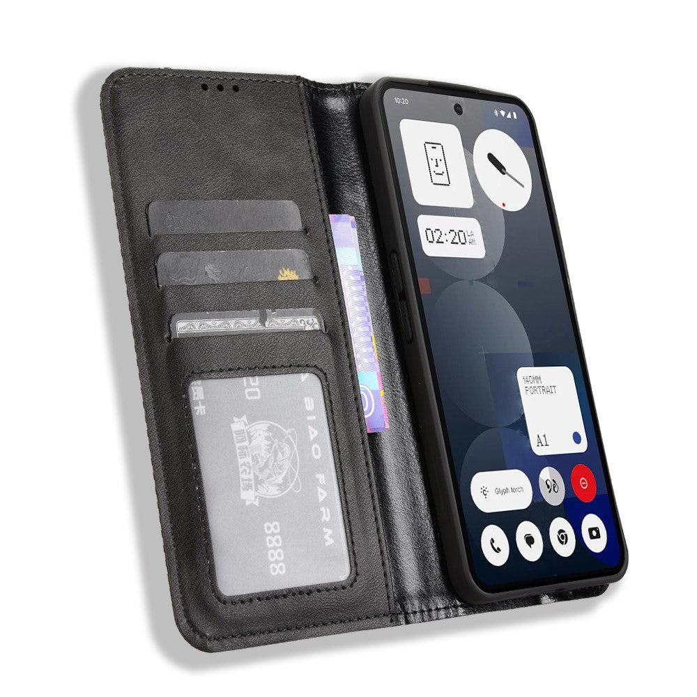 Nothing Phone (3a) Pro Wallet-Handyhülle – Aus strapazierfähigem PU-Leder, mit Standfunktion & integriertem Portemonnaie