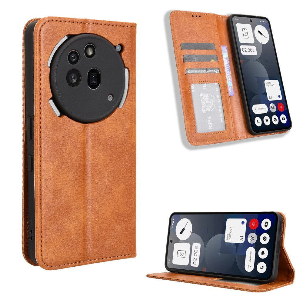 Nothing Phone (3a) Pro Wallet-Handyhülle – Aus strapazierfähigem PU-Leder, mit Standfunktion & integriertem Portemonnaie