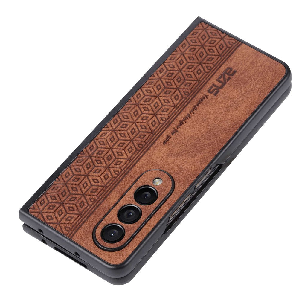 AZNS Phone Case For Samsung Galaxy Z Fold4 5G Imprinted Pattern PU Leather Coated TPU Anti-drop Back Cover