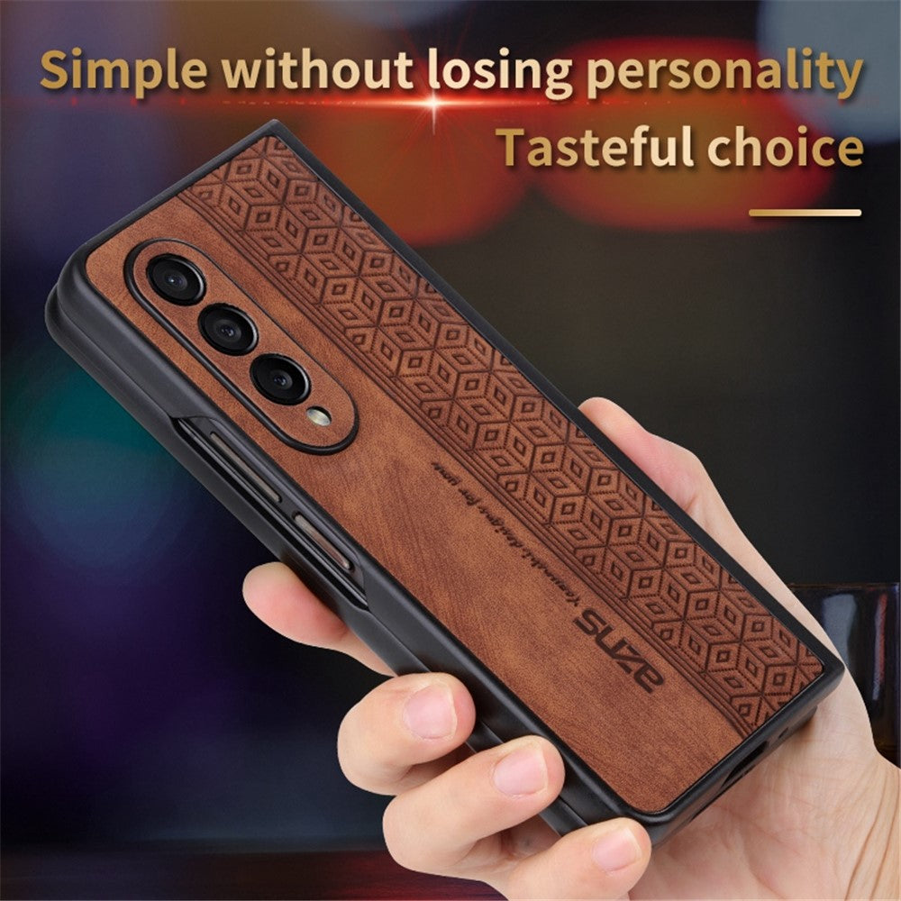 AZNS Phone Case For Samsung Galaxy Z Fold4 5G Imprinted Pattern PU Leather Coated TPU Anti-drop Back Cover