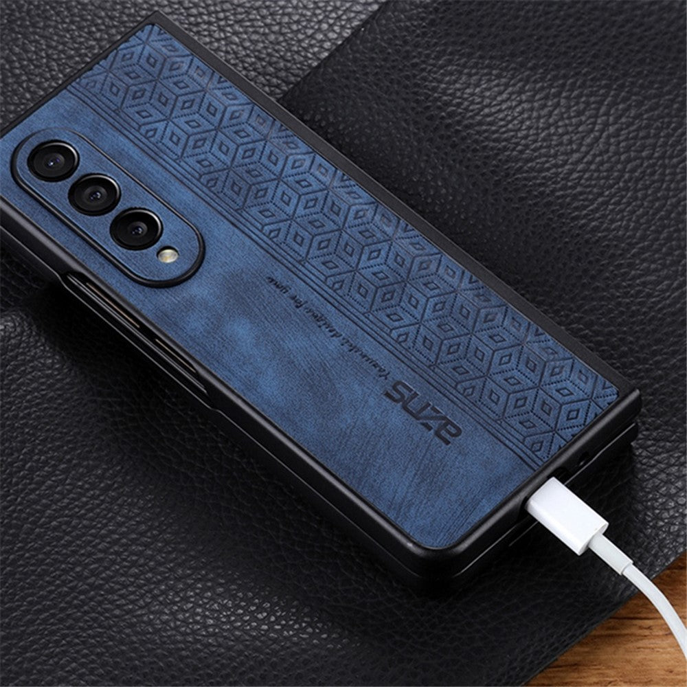 AZNS Phone Case For Samsung Galaxy Z Fold4 5G Imprinted Pattern PU Leather Coated TPU Anti-drop Back Cover