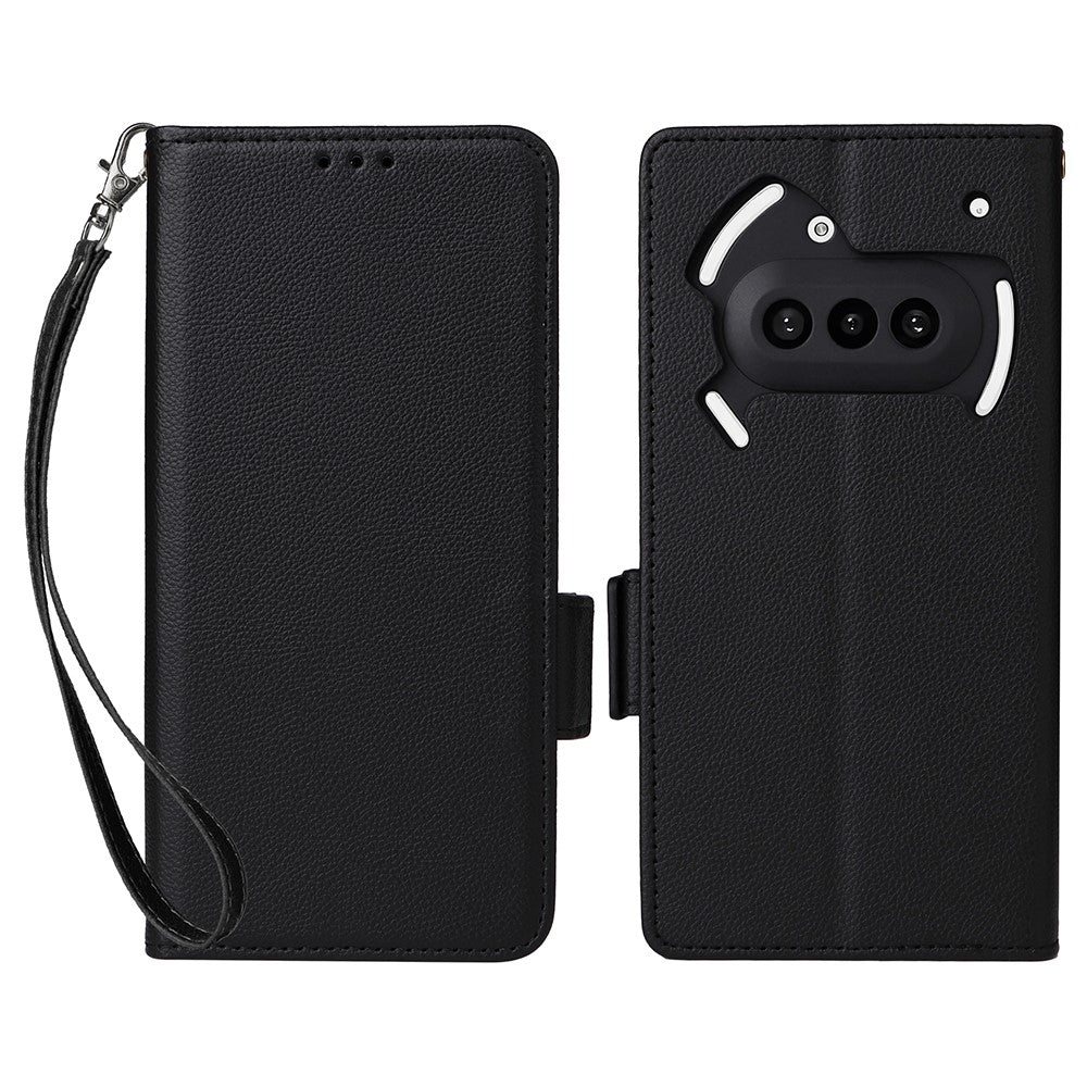 Nothing Phone (3a) Wallet-Handyhülle – Aus PU-Leder & Litschi-Textur, mit Ständer & Tragegurt