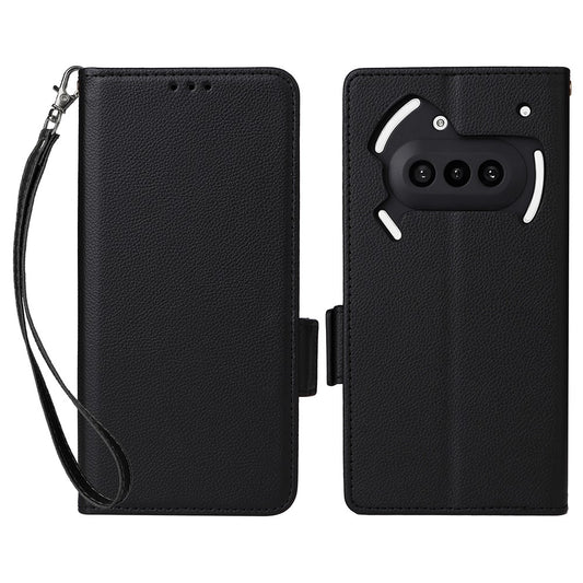 Nothing Phone (3a) Wallet-Handyhülle – Aus PU-Leder & Litschi-Textur, mit Ständer & Tragegurt