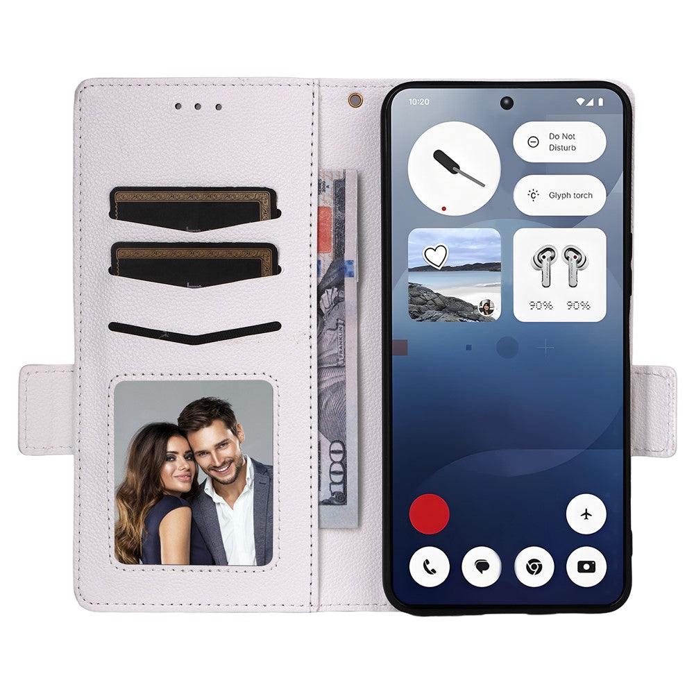Nothing Phone (3a) Wallet-Handyhülle – Aus PU-Leder & Litschi-Textur, mit Ständer & Tragegurt