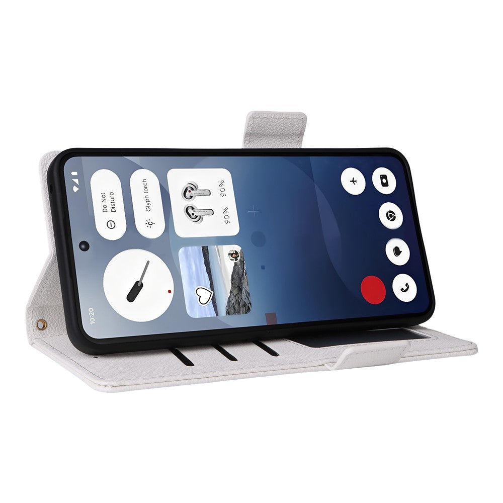 Nothing Phone (3a) Wallet-Handyhülle – Aus PU-Leder & Litschi-Textur, mit Ständer & Tragegurt