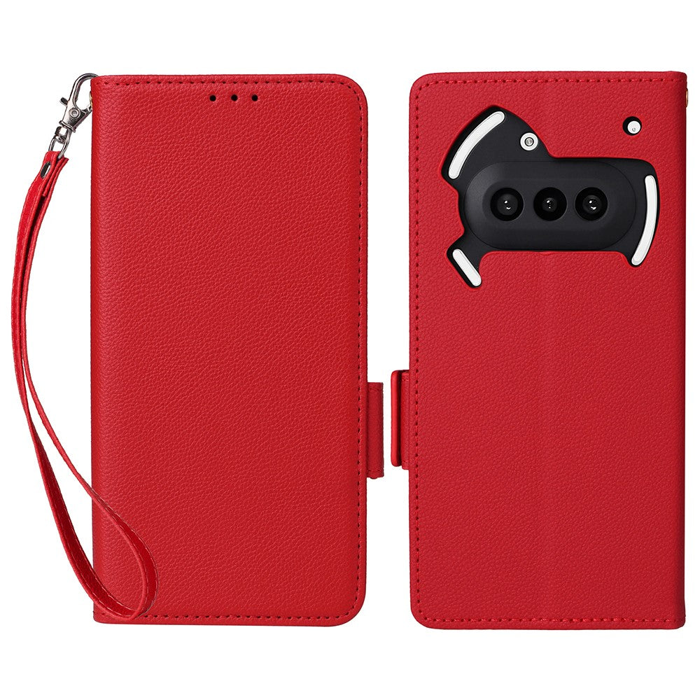 Nothing Phone (3a) Wallet-Handyhülle – Aus PU-Leder & Litschi-Textur, mit Ständer & Tragegurt