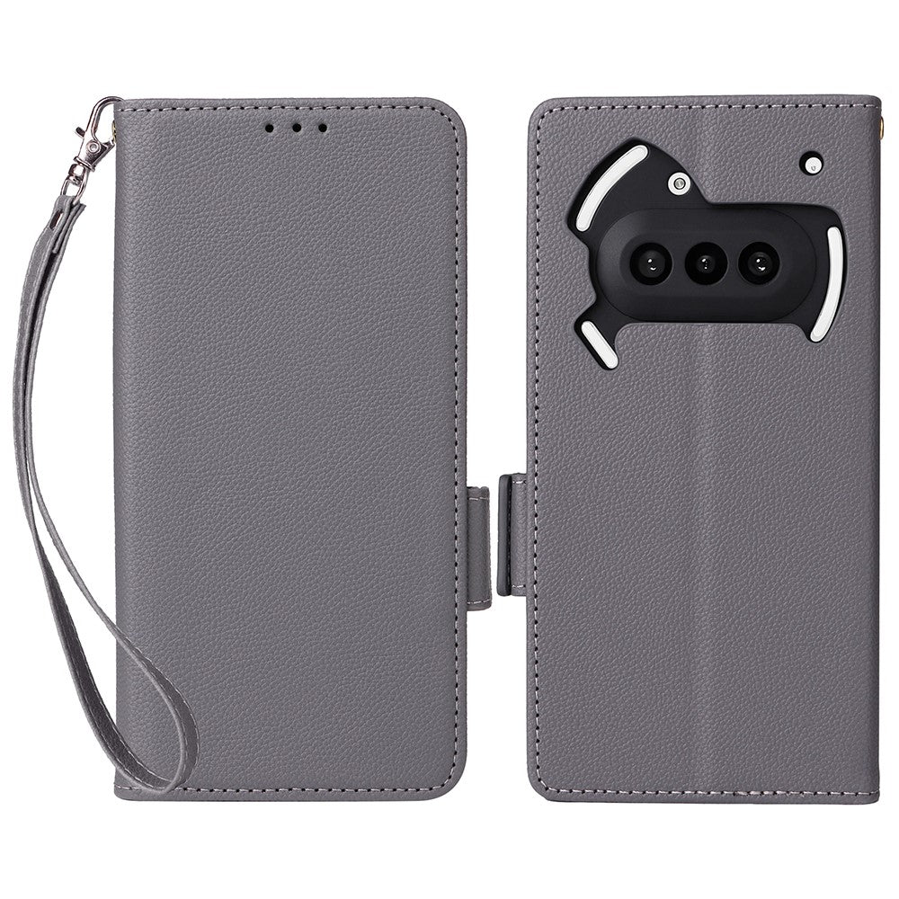 Nothing Phone (3a) Wallet-Handyhülle – Aus PU-Leder & Litschi-Textur, mit Ständer & Tragegurt