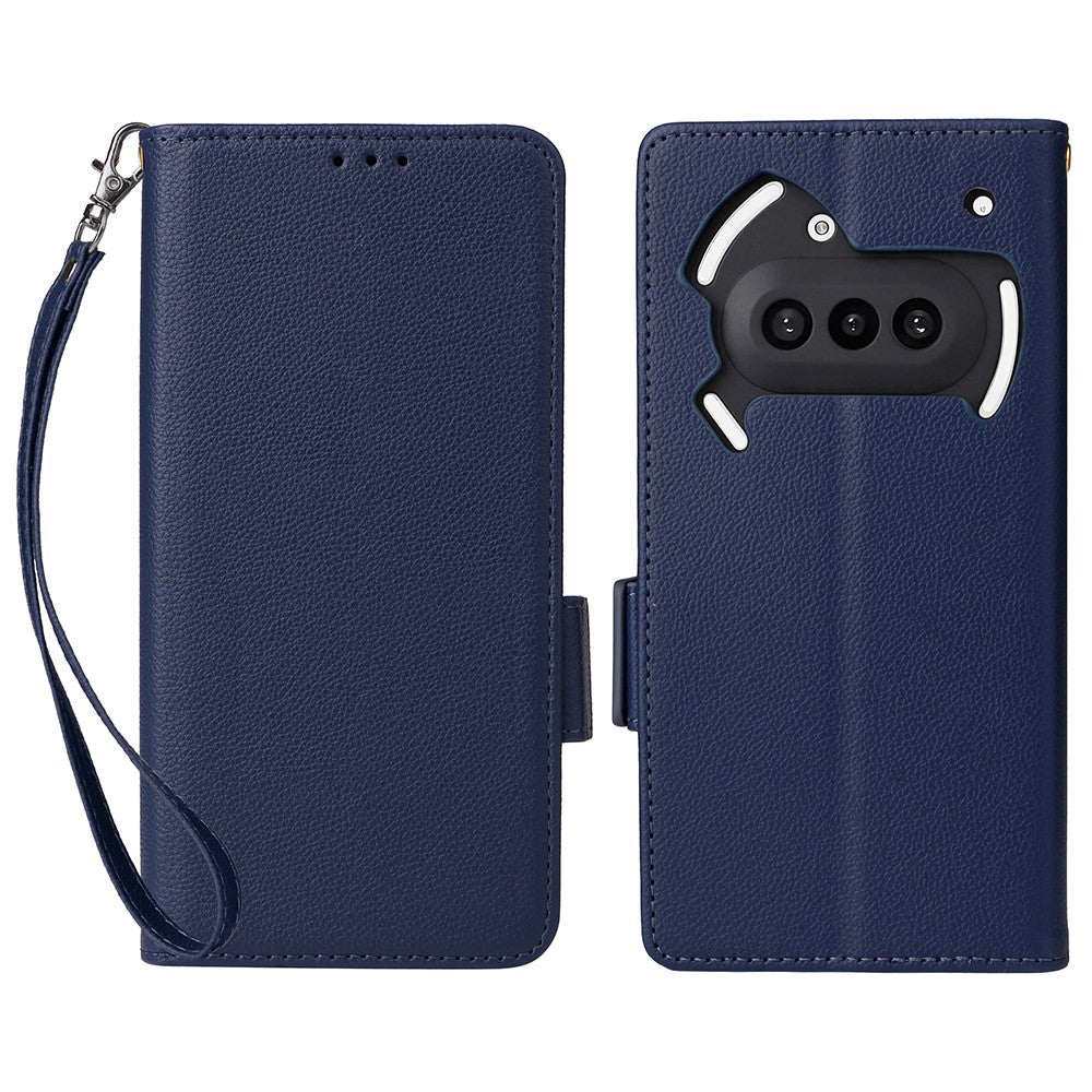 Nothing Phone (3a) Wallet-Handyhülle – Aus PU-Leder & Litschi-Textur, mit Ständer & Tragegurt