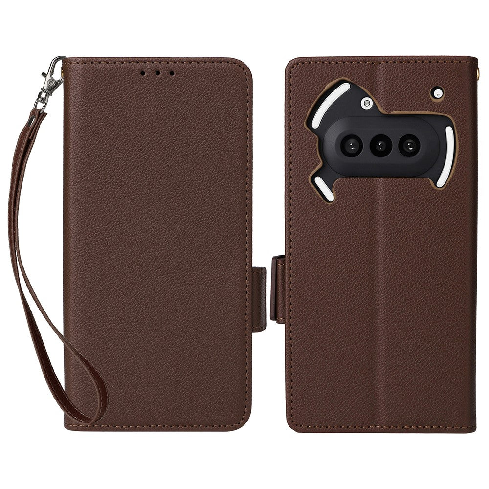 Nothing Phone (3a) Wallet-Handyhülle – Aus PU-Leder & Litschi-Textur, mit Ständer & Tragegurt