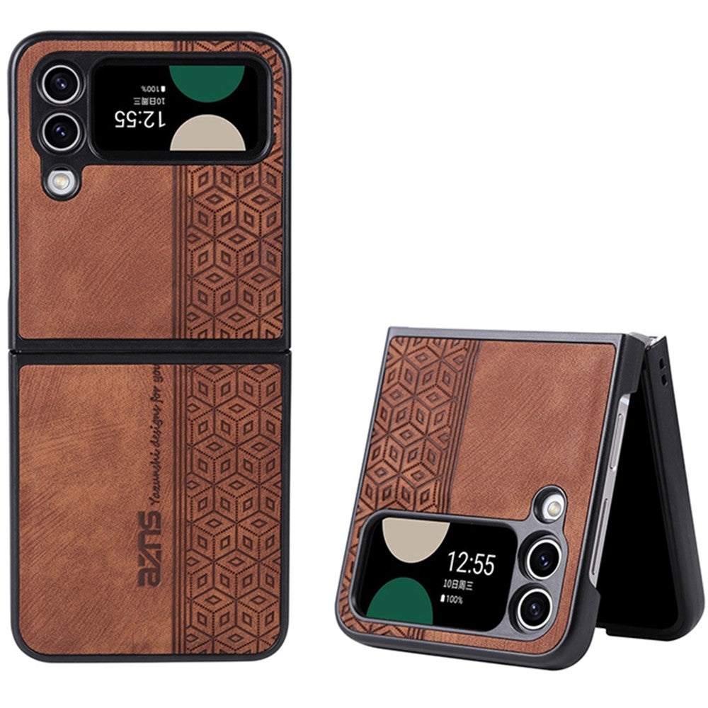 AZNS For Samsung Galaxy Z Flip3 5G Imprinted Pattern PU Leather Coated Folding PC Case Anti-scratch Cell Phone Cover