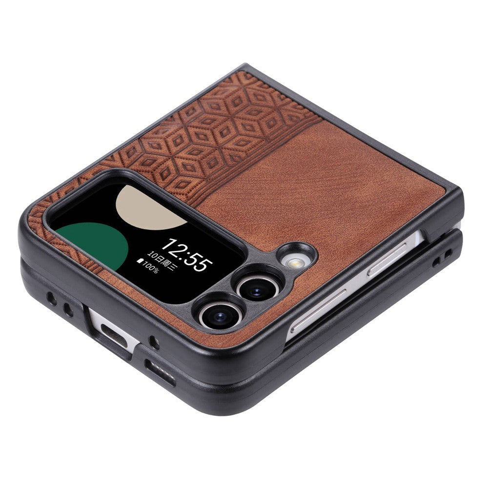 AZNS For Samsung Galaxy Z Flip3 5G Imprinted Pattern PU Leather Coated Folding PC Case Anti-scratch Cell Phone Cover