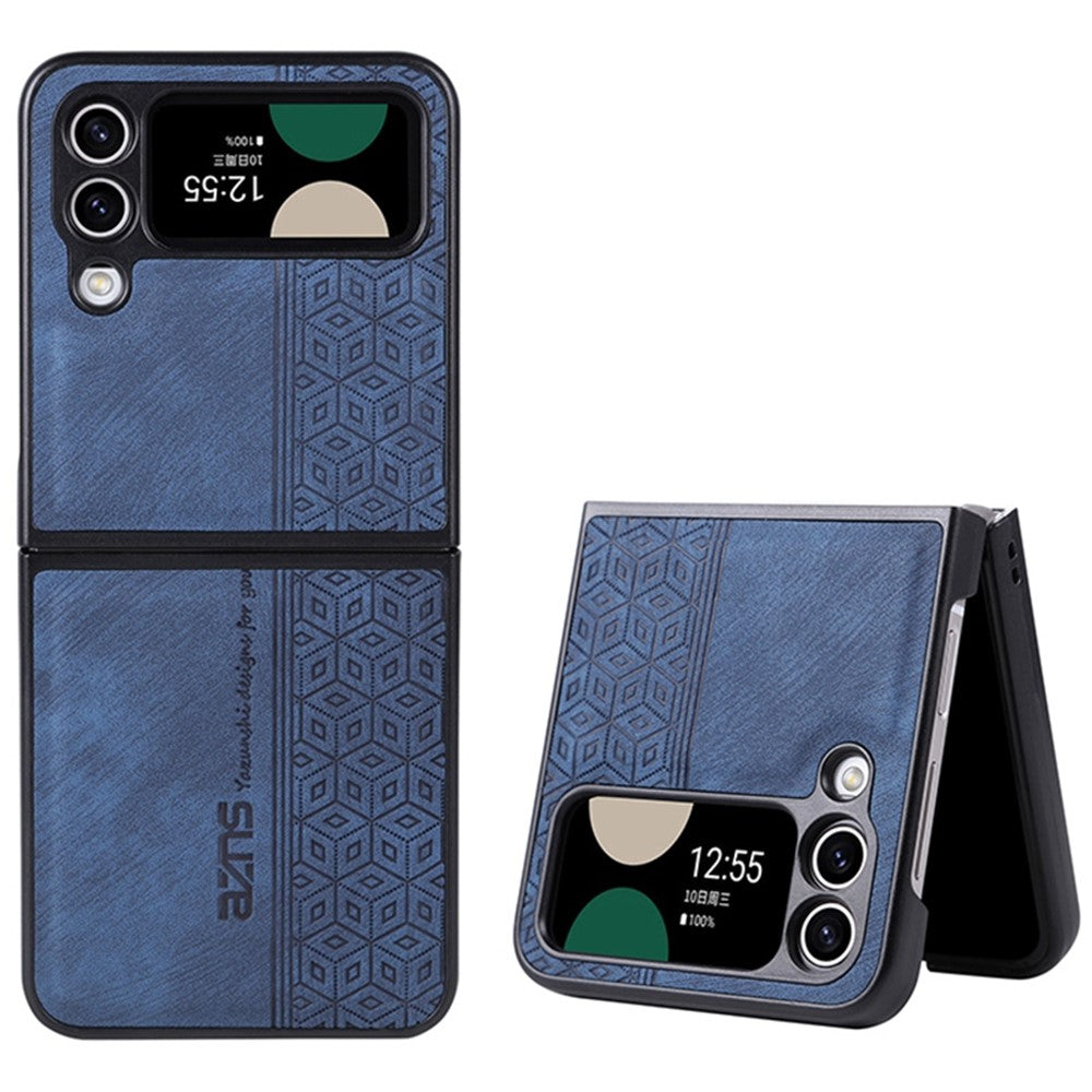 AZNS For Samsung Galaxy Z Flip4 5G Imprinted Pattern Folding Phone Case PU Leather Coated Hard PC Back Cover