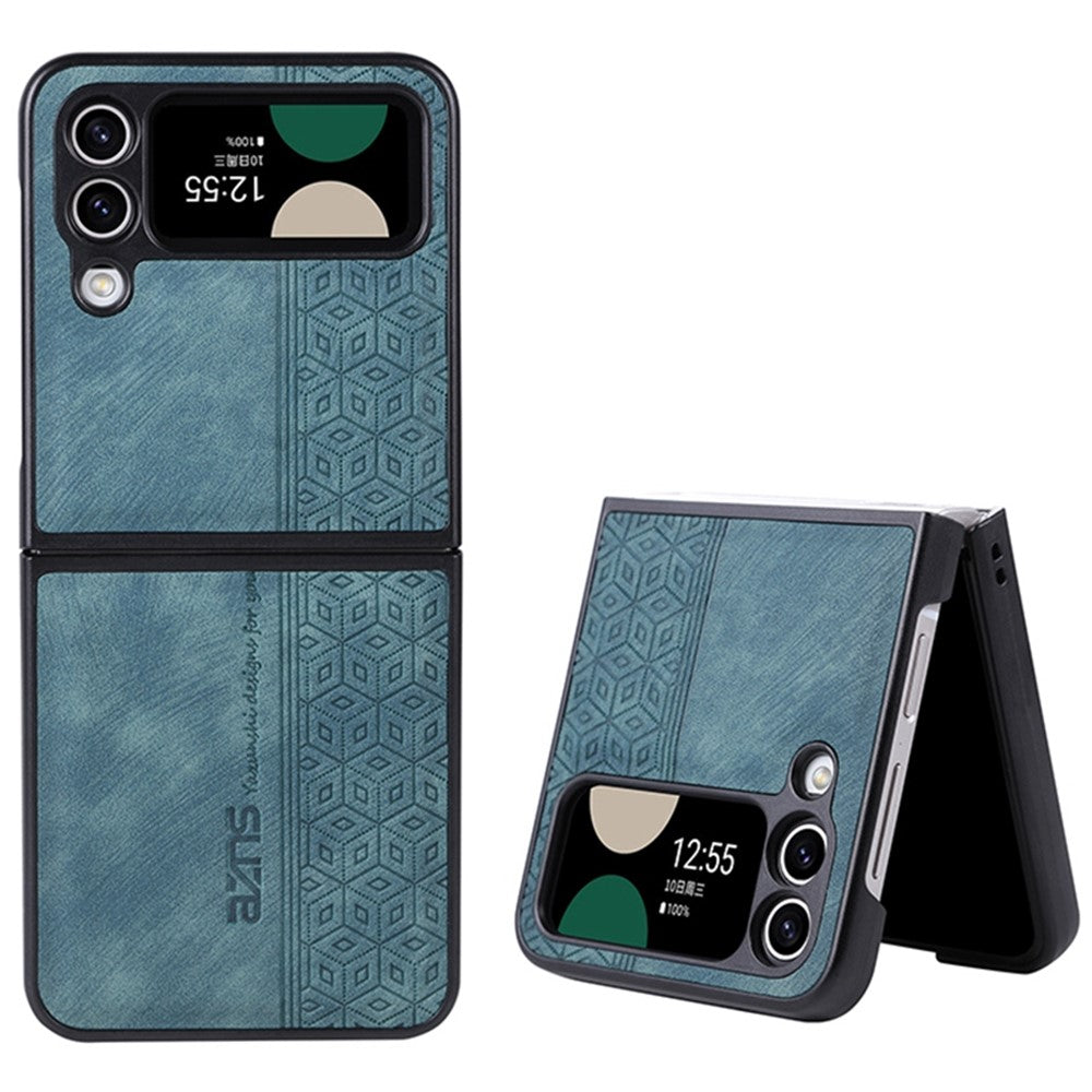 AZNS For Samsung Galaxy Z Flip4 5G Imprinted Pattern Folding Phone Case PU Leather Coated Hard PC Back Cover