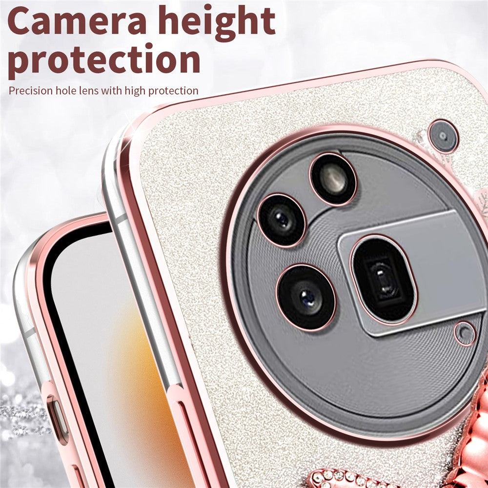KADEM For Nothing Phone (3a) Pro Case Dragonfly Kickstand TPU Flowers Glitter Phone Cover