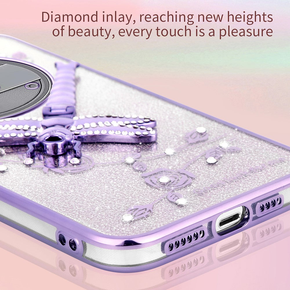KADEM For Nothing Phone (3a) Pro Case Dragonfly Kickstand TPU Flowers Glitter Phone Cover