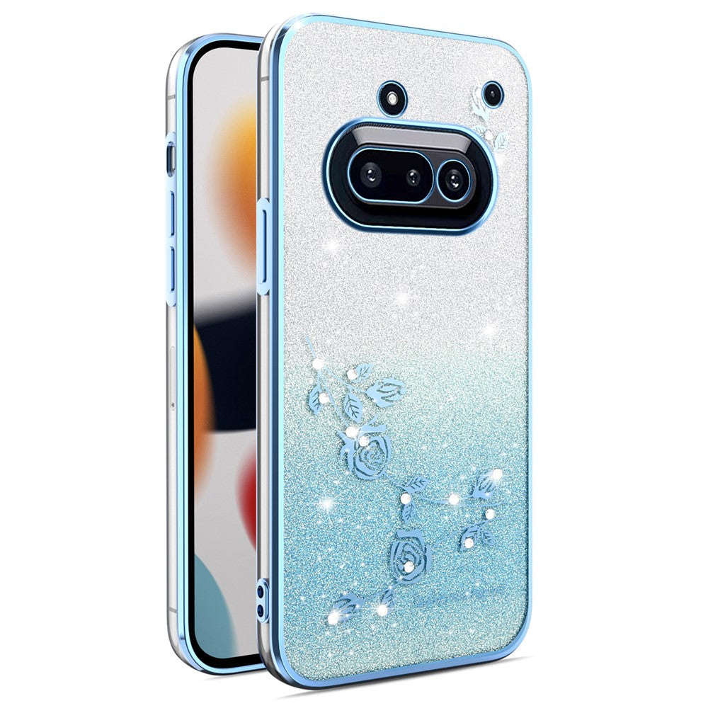 KADEM For Nothing Phone (3a) Case Dragonfly Kickstand TPU Flowers Glitter Phone Cover