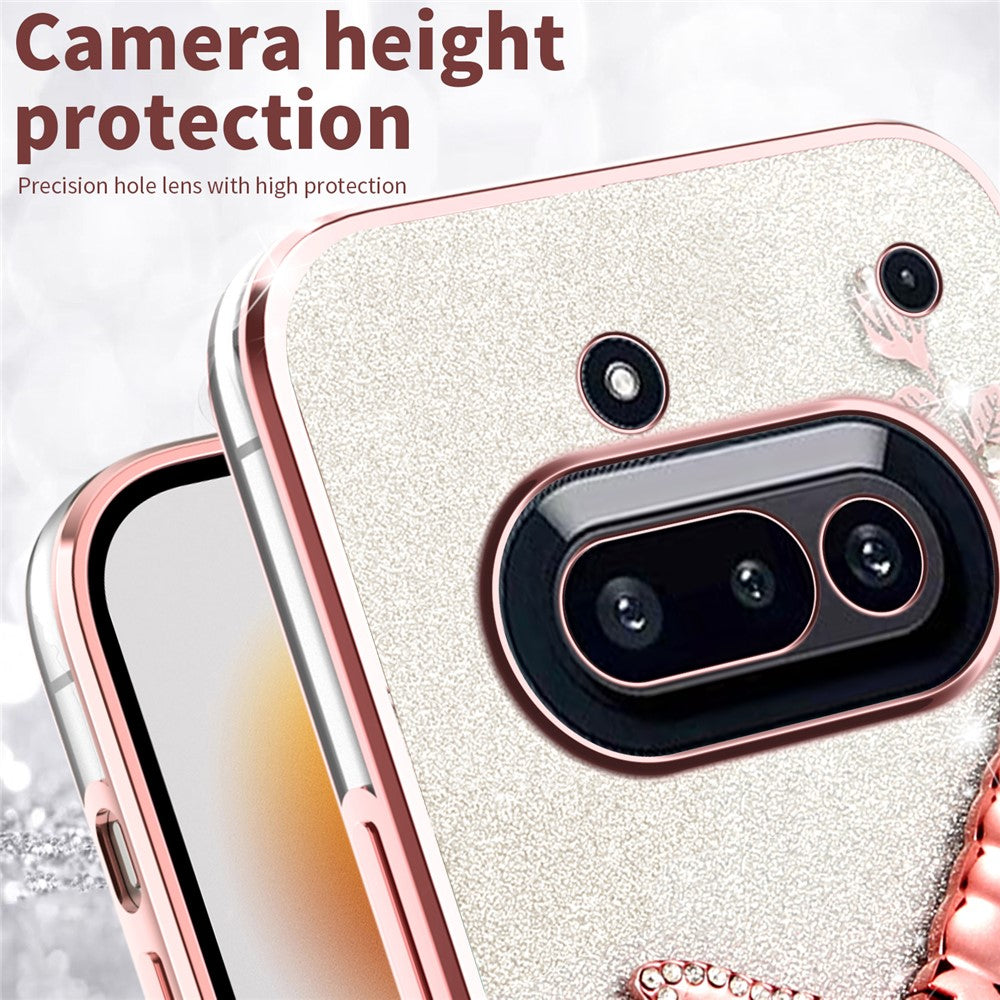 KADEM For Nothing Phone (3a) Case Dragonfly Kickstand TPU Flowers Glitter Phone Cover