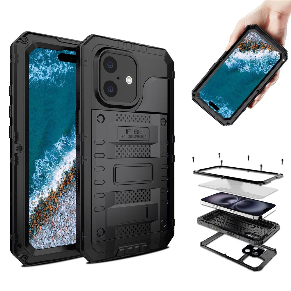 IP68 Waterproof Phone Case for iPhone 16 IP68 wasserdicht, stoßfest & mit integriertem Bildschirmschutz