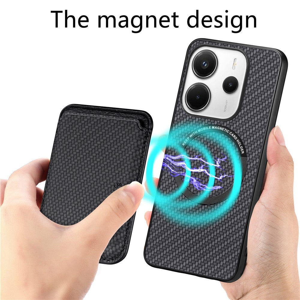 For Xiaomi Redmi Note 14 4G (163.25mm) Case Magnetic Detachable Card Holder Phone Back Cover
