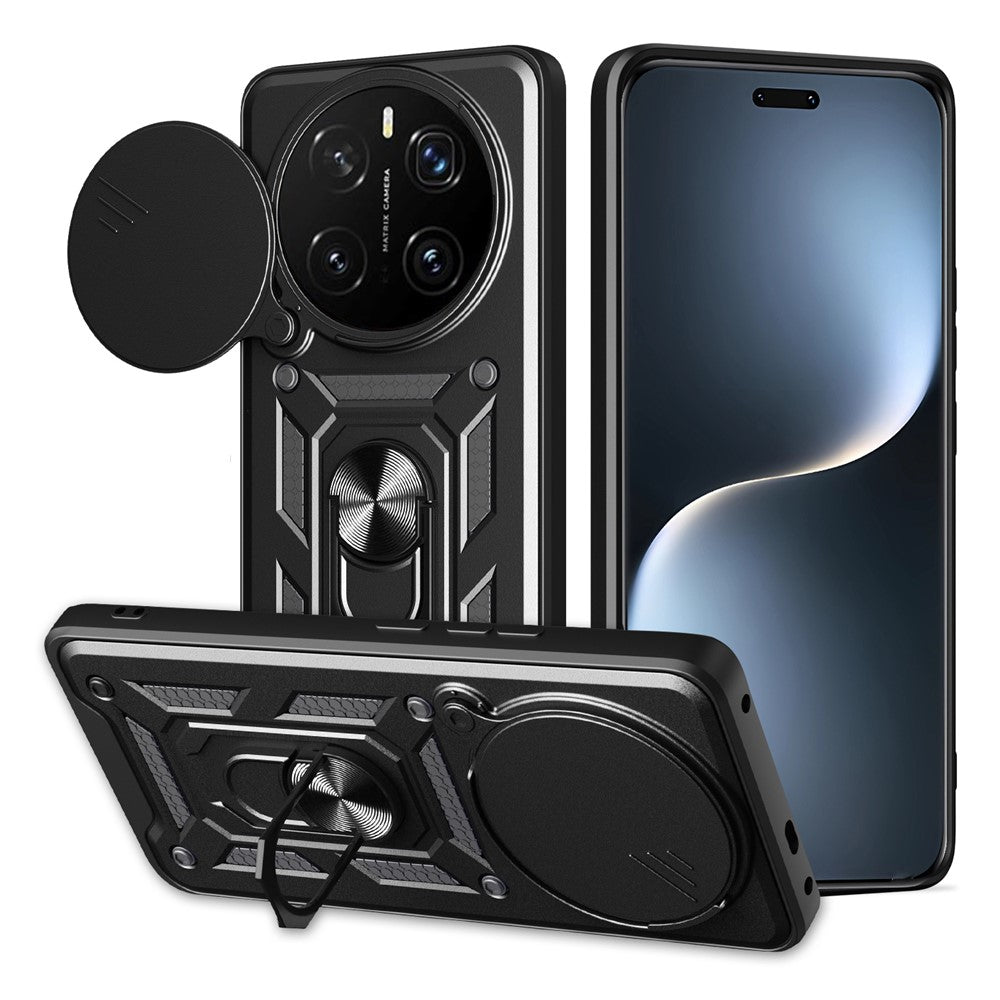 For Honor Magic7 Pro 5G Case with Slide Camera Lid PC + TPU Kickstand Phone Cover