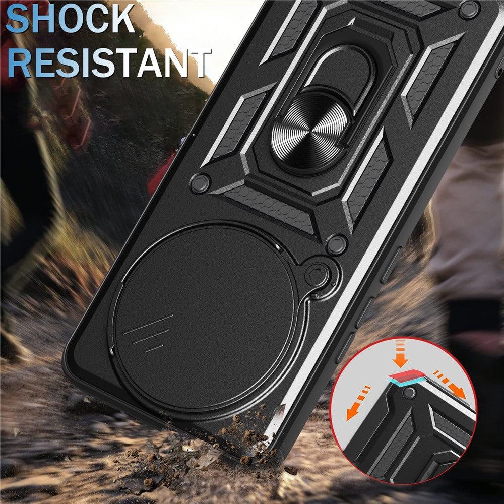 For Honor Magic7 Pro 5G Case with Slide Camera Lid PC + TPU Kickstand Phone Cover