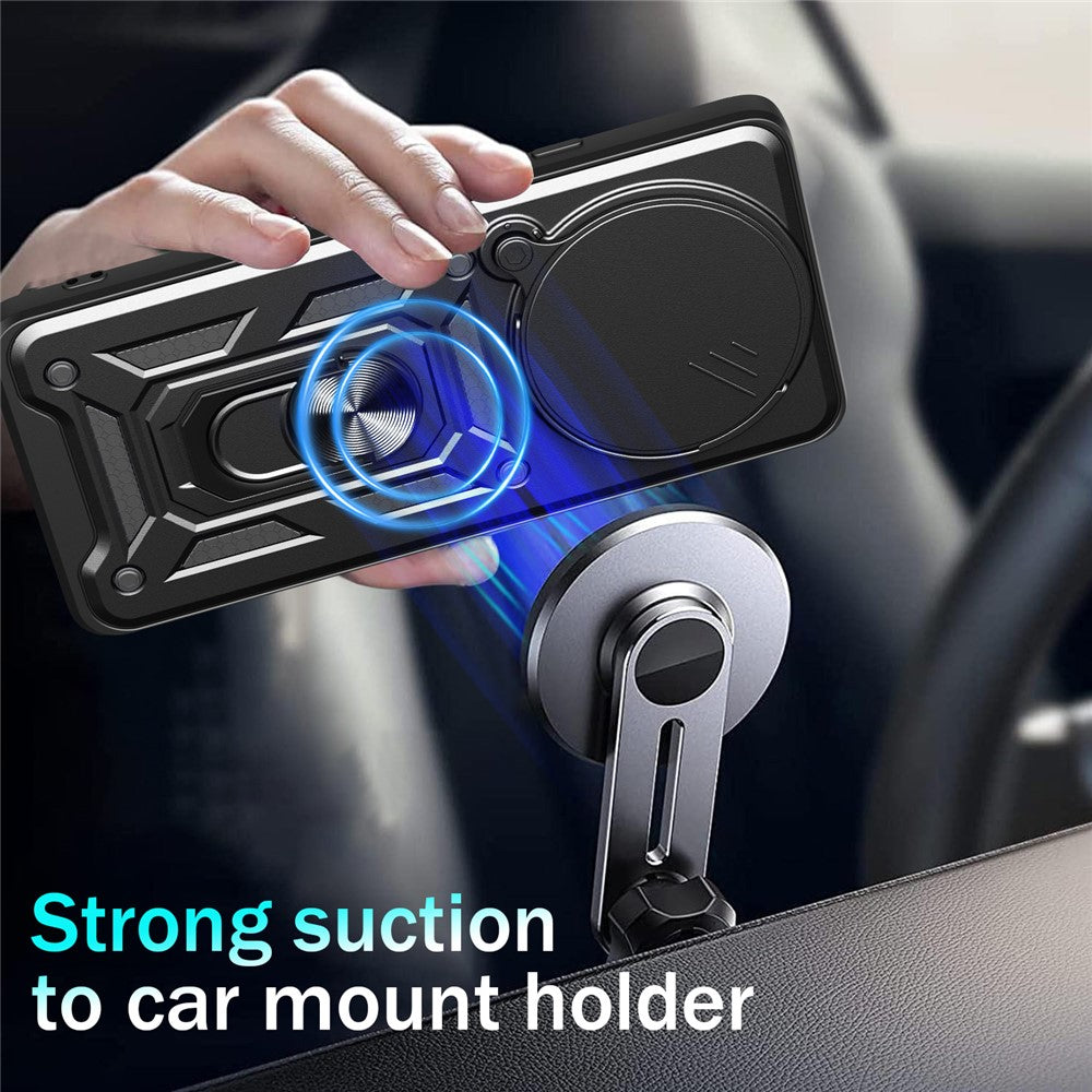 For Honor Magic7 Pro 5G Case with Slide Camera Lid PC + TPU Kickstand Phone Cover